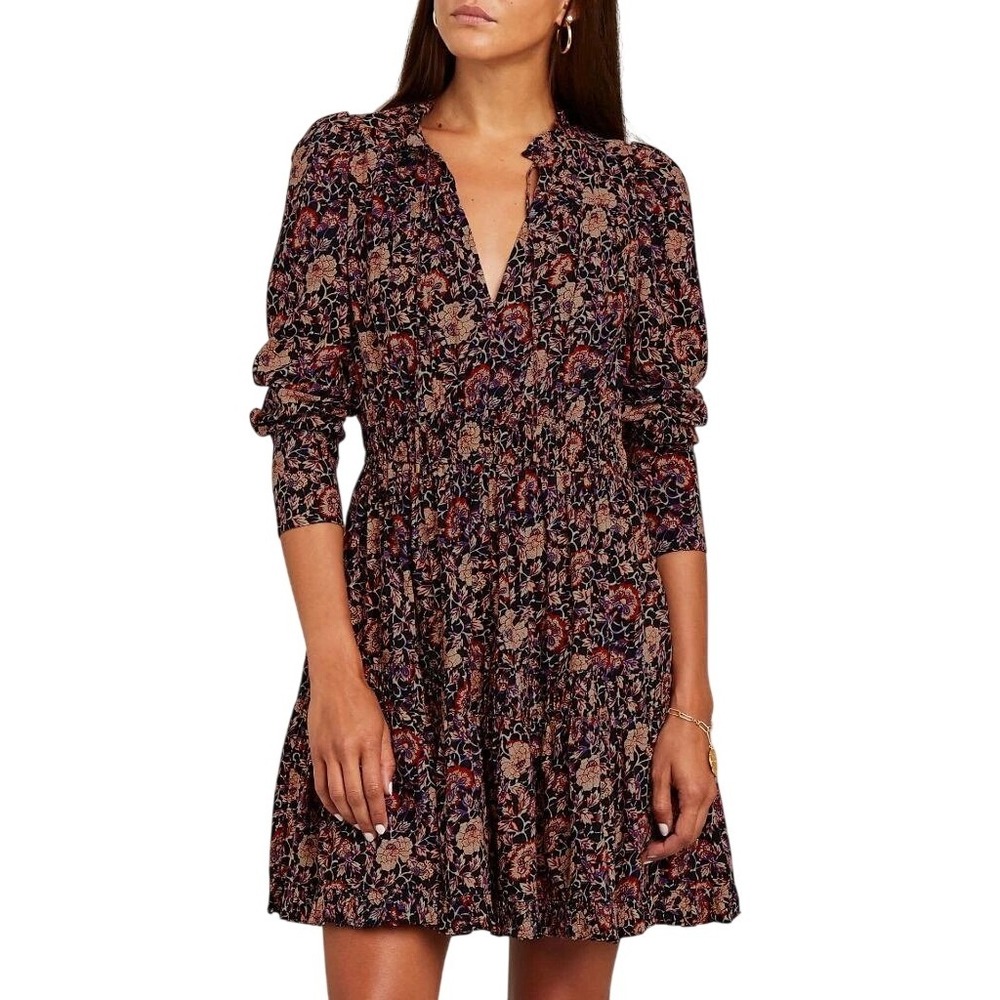 Ulla Johnson Women's Multi Liv Floral Printed Long Sleeve A-line Mini Dress Sz 0